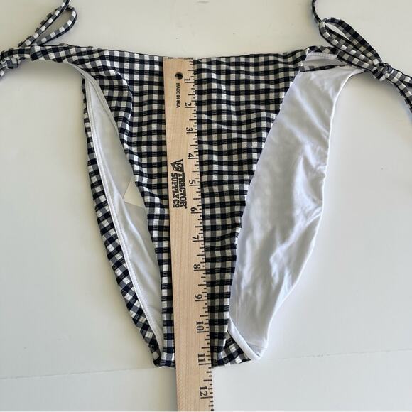 Andie Swim Gingham The String Bikini Bottom Black White Plaid - Picture 5 of 13